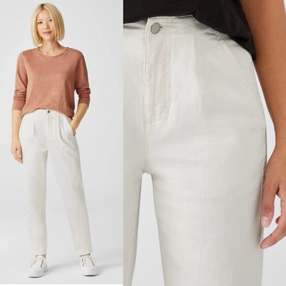 Eileen Fisher Undyed Organic Cotton Denim Tapered Pants barrel leg jeans Sz 18 - Picture 1 of 13